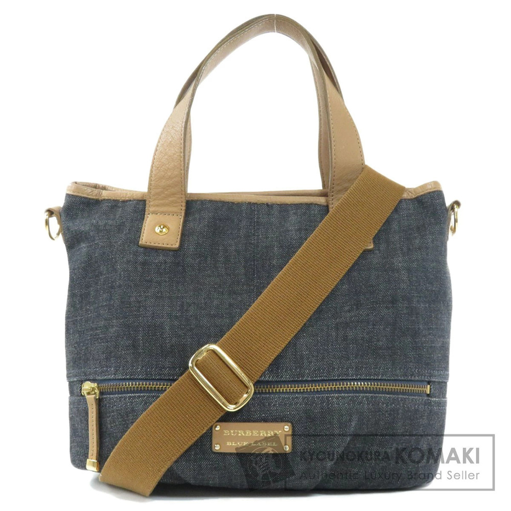 Burberry Blue Label Tote Bag Denim Leather